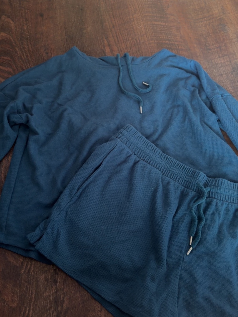 Victoria's Secret Blue Waffle-Knit Pajama Set